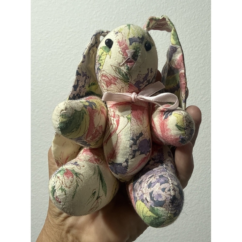 Vtg 5" Woodland Hills Brianna Garden Floral Plush Bunny Rabbit Easter Applause - Picture 7 of 8